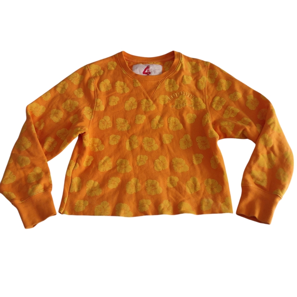 4 Hunnid Medium Yellow Floral Cropped Sweatshirt